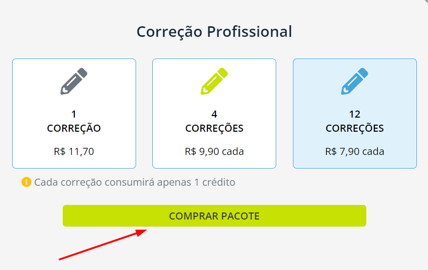 Adquira créditos para correção profissional de redação – Central de Ajuda